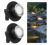 SMY Lighting 3W LED Pond Lights 12-24V AC/DC Low Voltage Underwater Fountain Lights 3000K Warm White IP68 Waterproof for Outdoor Ponds Fountains Waterfalls, 2 Pack