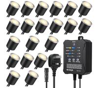 SMY Lighting Dimmable LED Deck Lights with Timer and Photocell Sensor and Protecting Shell φ32mm,20Pack Outdoor LED Smart Deck Lighting IP67 Waterproof for Garden,Yard Stair, Patio, Floor Decoration