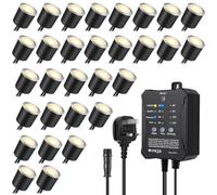 SMY Lighting Dimmable LED Deck Lights with Timer and Photocell Sensor and Protecting Shell φ32mm,30Pack Outdoor LED Smart Deck Lighting IP67 Waterproof for Garden,Yard Stair, Patio, Floor Decoration