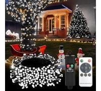 SMY Lighting Rechargeable Battery Powered Fairy Lights - 30M 300LEDs White Fairy Lights, Christmas Tree Lights with Timer, 8 Mode, Dual Control, IP44 Waterproof for Indoor/Outdoor Party Christmas