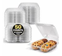 Smygoods Plastic Cookie Container, 10 Sectional, Clear, Hinged Lid, 50 Count, 7.09x6.42x2.44 Inches, Rectangular, BPA Free