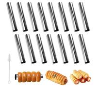 SMYJDMM Cannoli Tube, 15 Pcs Cannoli Form Tubes, Croissant Mold Non-Stick Cream Horn Cones Stainless Steel Big Screw Croissant Mould for Baking Danish Pastry Pancake Crisps