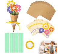 SMYJDMM Flower Bouquet Craft Kit, 24Pcs Make Your Own Flower Bouquet Greeting Cards, DIY Flowers Paper Crafts for Mother's Day Birthday DIY Gift School Classroom Home Fun Activities