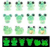 SMYJDMM Luminous Mini Resin Frogs, 12 Pcs Tiny Resin Luminous Animals, Mini Frog Figurines Little Plastic Animals for Garden Landscape Home Car Dash Decor Party Cake Headbands DIY (Green)