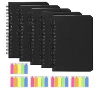 SMYJDMM Wirebound Notebook, 5Pcs Kraft Notebook, A6 Pocket Notebook Shorthand Notebooks 50 Sheets 100 Pages for Work Students School Study Office Travel (Black)