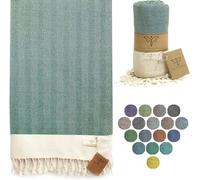 Smyrna Herringbone Series Original Turkish Beach Towel | 100% Cotton, Prewashed, 37 x 71 Inches | Peshtemal and Turkish Bath Towel for SPA, Beach, Pool, Gym and Bathroom (Army Green)