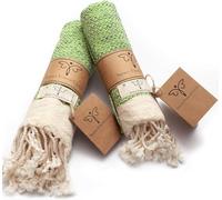 Smyrna Original Turkish Hand Towels | 100% Cotton, Prewashed, 16 x 40 Inches | Decorative Bathroom Peshtemal Towel for Hand, Face, Hair, Gym, Yoga, Tea, Dishcloth, Kitchen and Bath (Green)