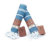 Smyrna Original Turkish Hand Towels Classical Series Set of 2 | 100% Cotton, 16 x 40 Inches | Decorative Bathroom Peshtemal Towel for Hand, Face, Hair, Gym, Yoga, Tea, Kitchen and Bath (Navy)