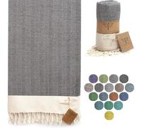 SMYRNA TURKISH COTTON Herringbone Series Beach Towel |180 x 90cm 100% Cotton | Extra Large Wearable Turkish Bath Towel | Made in Turkey | No Shrink | Premium Luxury - Dark Grey