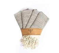 SMYRNA TURKISH COTTON Kitchen Dish Towels Pack of 4 | 100% Natural Cotton, 30x66 cm | Machine Washable Wash Cloths | Soft, Absorbent, Prewashed and Quick Dry Turkish Dish Towels (Beige)