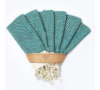 SMYRNA TURKISH COTTON Küchen-Geschirrtücher, Fischgräten-Serie, 6 Stück, 100% Baumwolle, 30.5x30.5 cm, maschinenwaschbar, weich, vorgewaschen und schnell trocknend, türkische Geschirrtücher (Petrol)