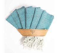 SMYRNA TURKISH COTTON Wash Cloths Pack of 6 | 100% Natural Cotton, 30x45 cm | Versatile Bath Towels for Bathroom, Hotel, SPA | Ultra Soft, Absorbent, Prewashed Quick Dry Turkish Hand Towels Turquoise