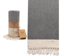 Smyrna Vintage Series Original Turkish Beach Towel | 100% Cotton, Prewashed, 37 x 71 Inches | Turkish Bath Towel for SPA, Beach, Pool, Gym and Bathroom (Dark Gray)