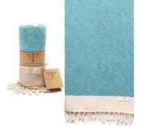 Smyrna Vintage Series Original Turkish Beach Towel | 100% Cotton, Prewashed, 37 x 71 Inches | Turkish Bath Towel for SPA, Beach, Pool, Gym and Bathroom (Turquoise)