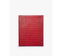 Smythson Red Mara Portobello Croc-effect Leather Notebook 21cm X 26cm