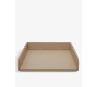 Smythson Smythson Branded Cross-Grained Leather A4 Paper Tray 23cm x 31.5cm Sandstone Beige