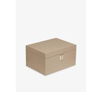 Smythson Womens Smythson Panama Three-Drawer Cross-Grain Leather Jewellery Box Sandstone