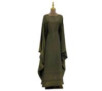 SMYTJSYC Ramadan Eid Satin Batwing Butterfly Abaya Dubai Luxury Muslim Maxi Kaftan Dress Abayas For Women Robe-Army Green-Size 1