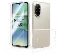 SMYTU Transparent Case for Xiaomi Redmi A5 4G with 2 Screen Protector,Crystal Clear Soft Silicone tpu Bumper Anti-Scratch Shockproof Cover - Transparent