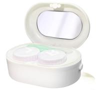 SMZhomeone 1 Pack Portable Contact Lens Cleaner Case with 360° Vibration Technology for Deep Cleaning, One-Button Operation for Travel and Daily Use, ABS Silicone Material,(White)
