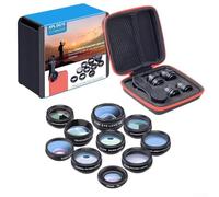 SMZhomeone 10 Pcs Mobile Phone Lens 10In1 Mobile Phone Lens Kit With 17Mm Lens Clip Compatible With Most Smartphones 0.36x Wide Angle Lens,15X Macro Lens, 198° Fisheye Lens