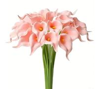 SMZhomeone 10 Pcs PU Faux Calla Lily Artificial Flowers Bouquet 35 Cm For Wedding Centerpieces Home Garden Vase Decoration White Yellow Orange Pink Red Blue Purple(Pink)