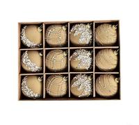 SMZhomeone 12PCS 6CM Christmas Tree Hanging Balls Set, Flocking Velvet with Diamond Sequin Detail, Plastic Ornaments in Wine Red, Khaki, Beige, Green for Holiday Decor and(Khaki)
