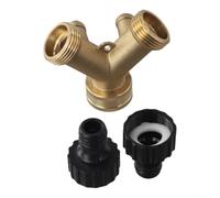 SMZhomeone 1pc 3/4" Brass Y Splitter Hose Connector with High Flow Dual Valves for Garden Watering Car Washing Pool Filling Metal 295x251in(25mm)