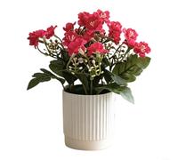 SMZhomeone 25pcs Artificial Hydrangea Flowers Plastic Fake Floral Arrangement 18cm Lifelike Home Decor for Living Room Dining Table Festival Party Rose Red(Rose Red)