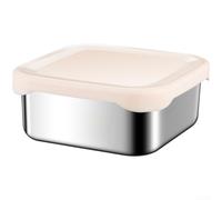 SMZhomeone 304 Stainless Steel 400ml Lunch Box Food Container with Secure Silicone Seal, Microwave and Steam Safe for Heating, Portion Control Option for Compact and Portable Meal Storage (Khaki)