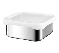 SMZhomeone 304 Stainless Steel 400ml Lunch Box Food Container with Secure Silicone Seal, Microwave and Steam Safe for Heating, Portion Control Option for Compact and Portable Meal Storage (White)