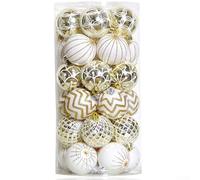 SMZhomeone 30PCS Christmas Tree Ornaments Shatterproof Plastic Balls, Classic Glaze Finish Baubles with Sparkling Sequins, Painted Holiday Decorations for Home, Wedding, Engagement and Party Décor