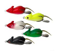 SMZhomeone 3D Eyes Soft Mouse Bait, Topwater Frog Swimbaits 6.5cm/5.2cm with Bell Sound and Rotating Reflective Sequins, Soft Silicone Body Fishing Lures for Bass in Weed-Filled, 5 Pcs Set(5.2cm/10g)