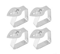 SMZhomeone 4 Pcs Decorative Leaf Tablecloth Clips Metal Table Cover Fasteners For Dining Garden Party Indoor Outdoor Use(Silver)