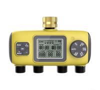 SMZhomeone 4-Way Automatic Garden Irrigation Timer with for BSP 3/4" Thread, ABS Construction for Efficient Lawn Patio Plant Care Yellow 21x138x82cm