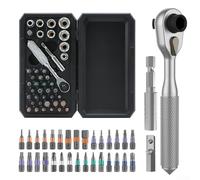 SMZhomeone 42-in-1 Magnetic Ratchet Screwdriver Set with 40 Alloy Bits, Ergonomic 72-Tooth Detachable Handle, Compact Portable Repair Tool Kit for Electronics, Furniture and Bike Maintenance(Black)