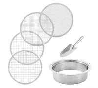 SMZhomeone 5-Pack Stainless Steel Soil Sieve Set with 3mm 6mm 9mm 12mm Mesh for Sifting Dirt Sand and Mealworms to Boost Plant Health Silver 30x30x7cm Gardeners