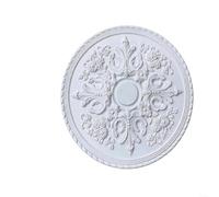 SMZhomeone 60CM Round PU Ceiling Medallion with Elegant Floral Carving for Chandelier Base, Smooth White Finish, Lightweight Design for Living Room Bedroom