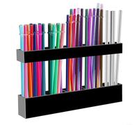 SMZhomeone Adjustable Acrylic Straw Holder & Cutlery Organizer, Wall Mount Rack for Kitchen Storage, Space Saving Design for Home Bar, Black 26x9x4cm(Black)