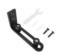 SMZhomeone Black Carbon Steel Barn Door Floor Guide with Double Wheels, Adjustable Wall Mounted Sway Stop for Smooth Sliding, Heavy Duty Hardware for Home Office