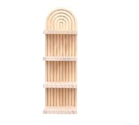 SMZhomeone Boho Style Wooden Floating Shelf for Wall, Wall Mounted Hanging Holder for Displaying Books, Plants, and Small Decor Items in Various Rooms (Four-layer)