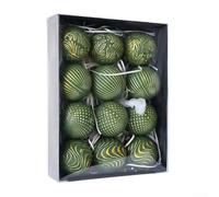SMZhomeone Christmas Ball Ornaments 12PCS Vintage Style 8 cm Plastic Hanging Decorations For Tree And Holiday Display, Green