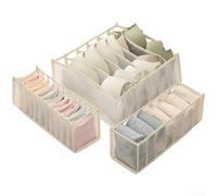 SMZhomeone Collapsible Fabric Storage Cubes for Drawers - Breathable Mesh Sock Bra Organizer Box 32x12x12cm Grey(Beige C)