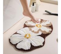 SMZhomeone Curved Pink Bathroom Rug Mat With Flower Shape Design, Soft Microfiber, Extra Absorbent, Non-Slip TPR Backing, Machine Washable, 17.7 X 25.5 Inch(Coffed milk)