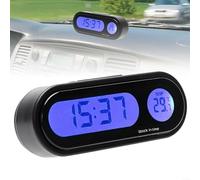 SMZhomeone Digital LED Clock Thermometer with Backlight for Car Interior, 2-in-1 LCD Display, 12h/24h Mode, ABS Material, Black, Compact Design for Daily Commute