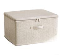 SMZhomeone Foldable Fabric Storage Cube 33x33x33cm Large Capacity Cotton Linen Box for Clothes Sweaters Quilts Home Organiser(A)
