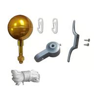 SMZhomeone Gold Plated Round Flagpole Ball Finial Kit With Pulley Truck Rope Clips For 2 Inch Outdoor Flag Pole(ball2)