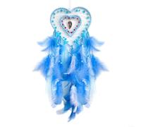 SMZhomeone Handcrafted Heart for DREAM Catcher with Feathers for Bedroom Wall Hanging Decor, Filtering Nightmares for Sweet Dreams, Light Red, 58cm Length(Blue)