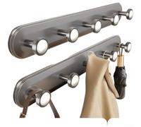 SMZhomeone Heavy Duty Suction Cup Hooks 5 Row Towel Hanger No Drill Wall Mount for Bathroom Shower Glass up to 10kg Gunmetal(2 Pieces - Gray)