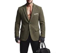 SMZhomeone Men's Plaid for Blazer for Slim Fit Business Suit Jacket Men's | Woolen style fabric, polyester material, warm texture, autumn winter season, retro look